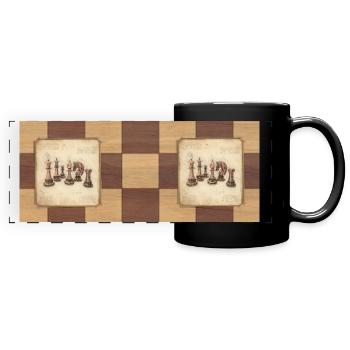 Schach - Altmodisches Kunstwerk für Schachspieler. - Panorama-Tasse farbig - Schwarz - Vorne