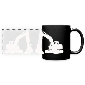 Doppel Bagger Silhouette - Panorama-Tasse farbig - Schwarz - Vorne