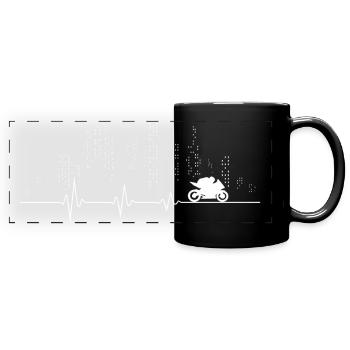 Ville de fréquence de ligne de fréquence cardiaque de moto de sport ECG - Mug panoramique uni - noir - Devant