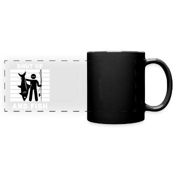 Shut up und Fisch - Panorama-Tasse farbig - Schwarz - Vorne