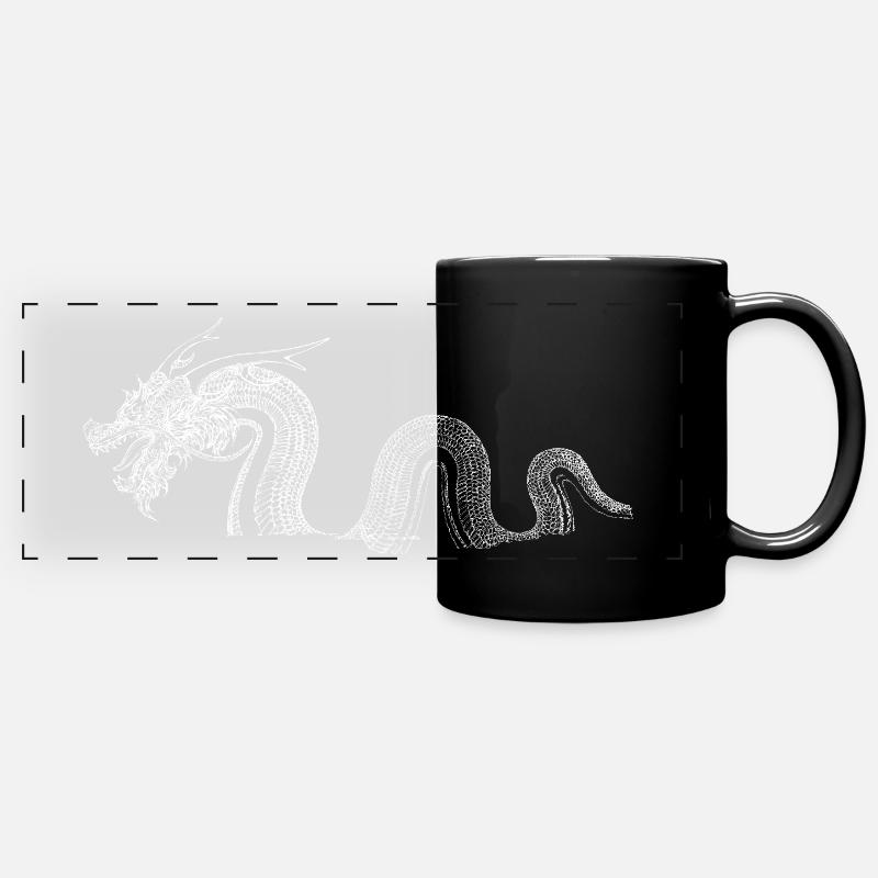 white dragon - Panorama-Tasse farbig - Schwarz