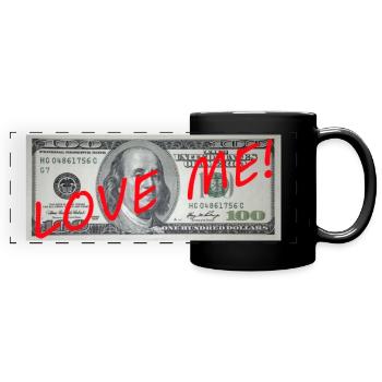 LOVE ME! - Panorama-Tasse farbig - Schwarz - Vorne