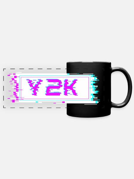 Cyber Glitch rétro Y2K - Mug panoramique uni - noir