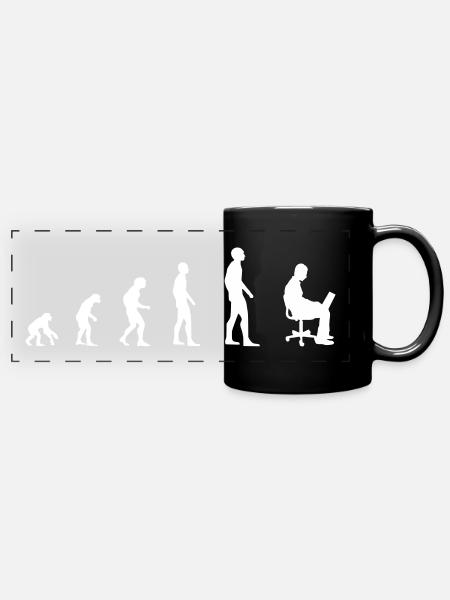 Büro IT Angestellter – Evolution - Panorama-Tasse farbig - Schwarz