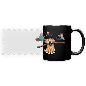 Vertrauen Sie niemals einem Hund mit einem Stock - Panorama-Tasse farbig - Schwarz - Vorne
