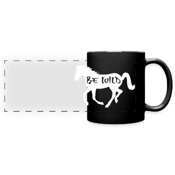 Cheval Be Wild Reiterin cheval équitation cadeau - Mug panoramique uni - noir - Devant