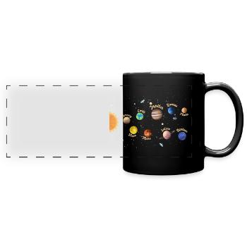 Solar System Planets Kids Knowledge Outer Space - Full Colour Panoramic Mug - black - Front