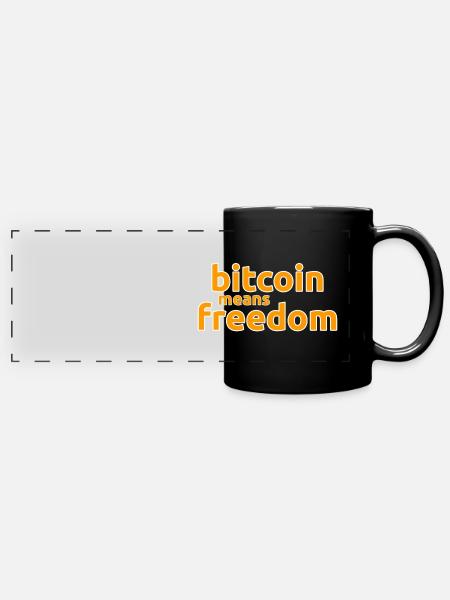 bitcoin means freedom - Panorama-Tasse farbig - Schwarz