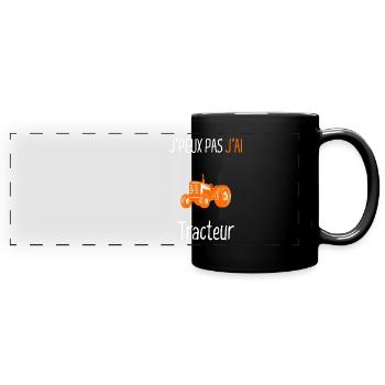 J'peux pas j'ai Tracteur - Mug panoramique uni - noir - Devant