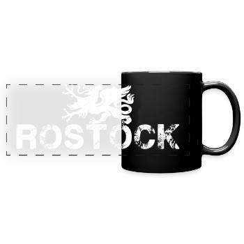 Rostock - Panorama-Tasse farbig - Schwarz - Vorne