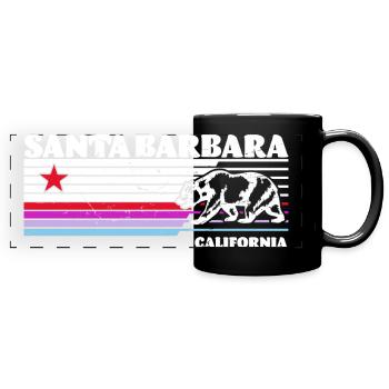 Santa Barbara California Sonnenuntergang Retro - Panorama-Tasse farbig - Schwarz - Vorne