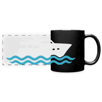 Yacht Silhouette Motorboot - Panorama-Tasse farbig - Schwarz - Vorne
