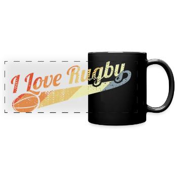 I love rugby - Full Colour Panoramic Mug - black - Front