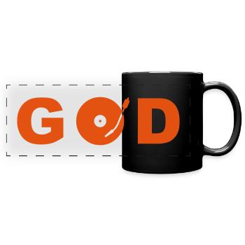 GOD is a DJ - Panorama-Tasse farbig - Schwarz - Vorne