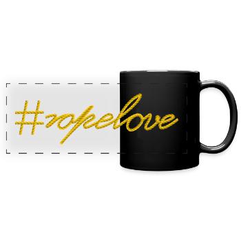 ropelove schriftzug Seilliebe bondage Seil hashtag - Panorama-Tasse farbig - Schwarz - Vorne