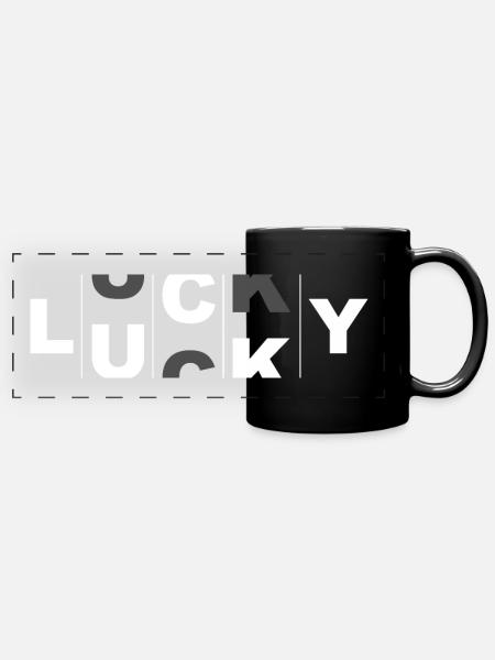 Lucky Typo - Panorama-Tasse farbig - Schwarz