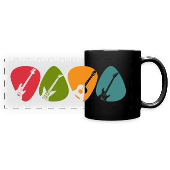Guitar Pick Gift For Guitarist Retro Vintage - Full Colour Panoramic Mug - black - Front