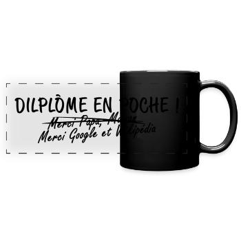Diplôme en poche - Mug panoramique uni - noir - Devant