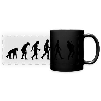 Saxophone, saxophone, music, instrument, evolution - Full Colour Panoramic Mug - black - Front