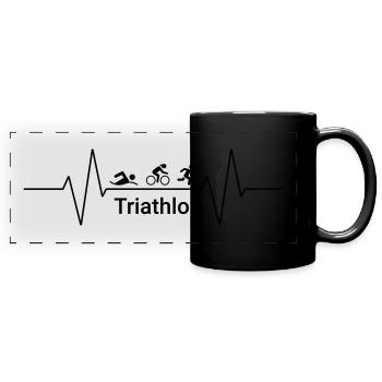 Triathlon Heartbeat - Panorama-Tasse farbig - Schwarz - Vorne