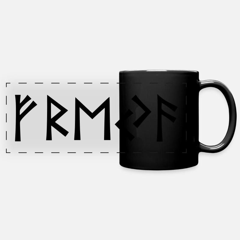 Freya in Runes - Full Colour Panoramic Mug - black