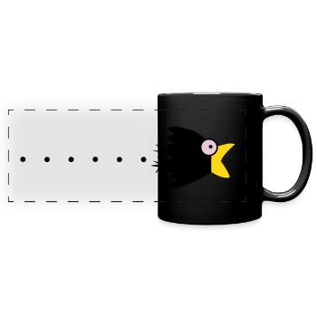 Rabe Überraschung Karikatur - Panorama-Tasse farbig - Schwarz - Vorne