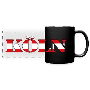 "Köln" Rot-Weiss [Stencil] - Panorama-Tasse farbig - Schwarz - Vorne