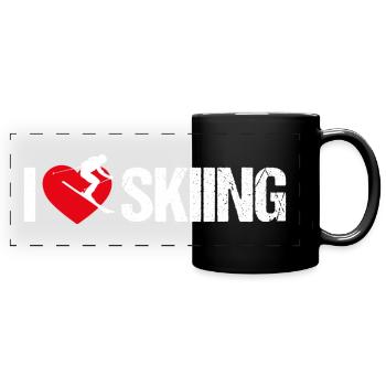 I love skiing - Panorama-Tasse farbig - Schwarz - Vorne