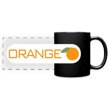 Orange Frucht Obst Geschenk Geschenkidee Logo - Panorama-Tasse farbig - Schwarz - Vorne