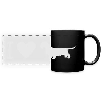 J'adore les teckels à poil dur - J'adore les teckels à poil dur - Mug panoramique uni - noir - Devant