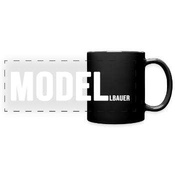 Model Railway Railway Locomotive - Full Colour Panoramic Mug - black - Front