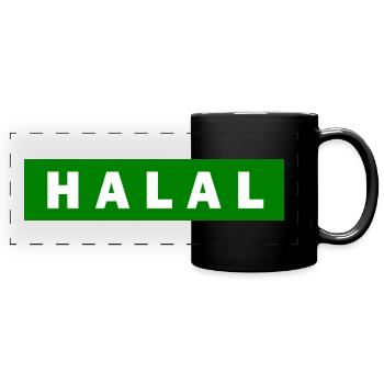 Halal - Panorama-Tasse farbig - Schwarz - Vorne