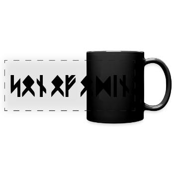 Son of Odin - in Runen - Panorama-Tasse farbig - Schwarz - Vorne