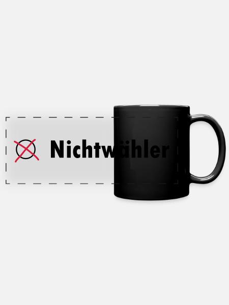Nichtwähler - Panorama-Tasse farbig - Schwarz