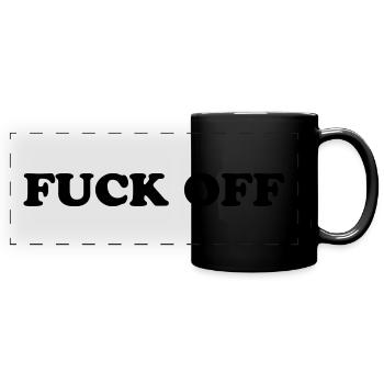 fuck off - Panorama-Tasse farbig - Schwarz - Vorne