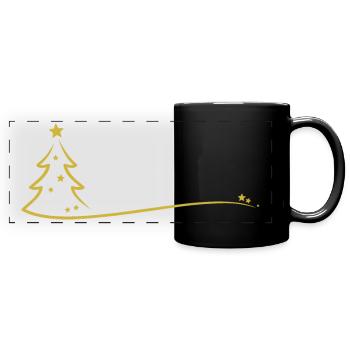 simple Christmas tree made of two golden lines - Full Colour Panoramic Mug - black - Front