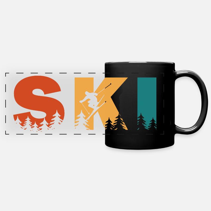 Ski. Ski Sports d’hiver - Mug panoramique uni - noir