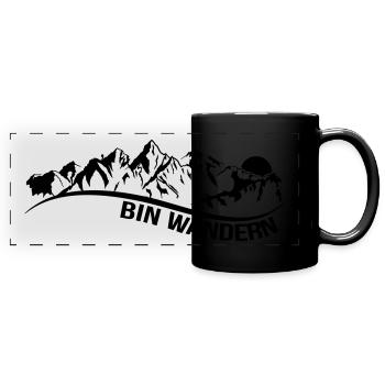 bin wandern - Panorama-Tasse farbig - Schwarz - Vorne