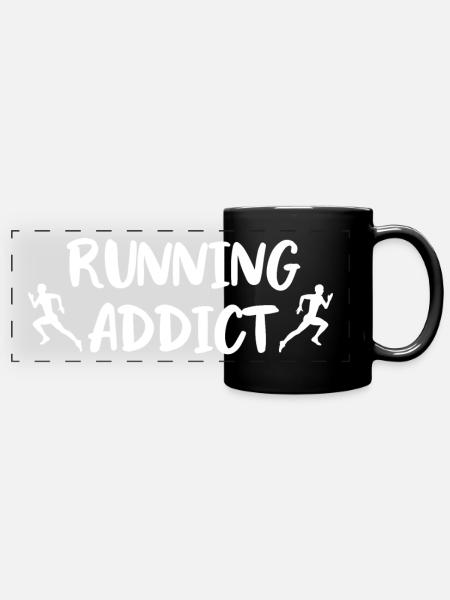 Running Addict Men Homme accro à la course à pied - Mug panoramique uni - noir