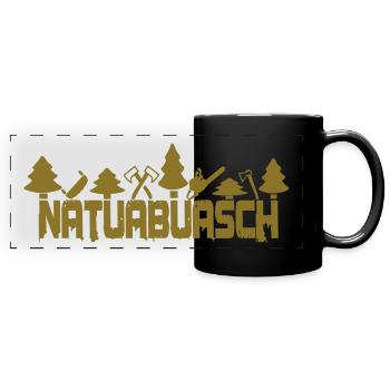 Wald Natuabuasch - Panorama-Tasse farbig - Schwarz - Vorne