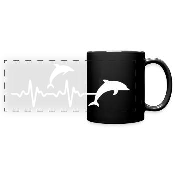Dolphin Delfin - Panorama-Tasse farbig - Schwarz - Vorne