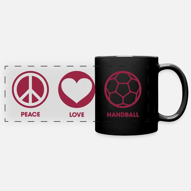 Peace Love Handball - Full Colour Panoramic Mug - black