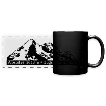 Alpspitze Zugspitze - Panorama-Tasse farbig - Schwarz - Vorne