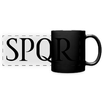 SPQR Schriftzug Vektor Dunkel - Panorama-Tasse farbig - Schwarz - Vorne