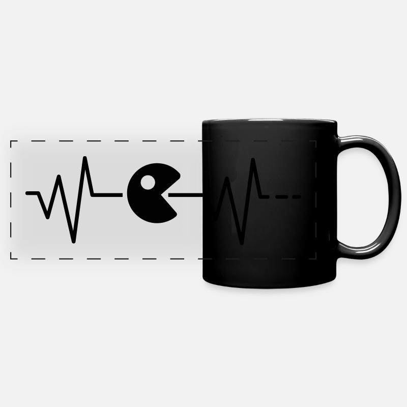 Heartbeat gaming pac mind video game retro man - Full Colour Panoramic Mug - black