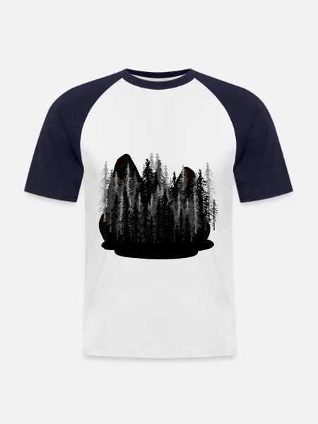 Dark Fantasy, Nature, Spooky, Wilderness, Forest, Carpathians - Men's Baseball T-Shirt - white/navy