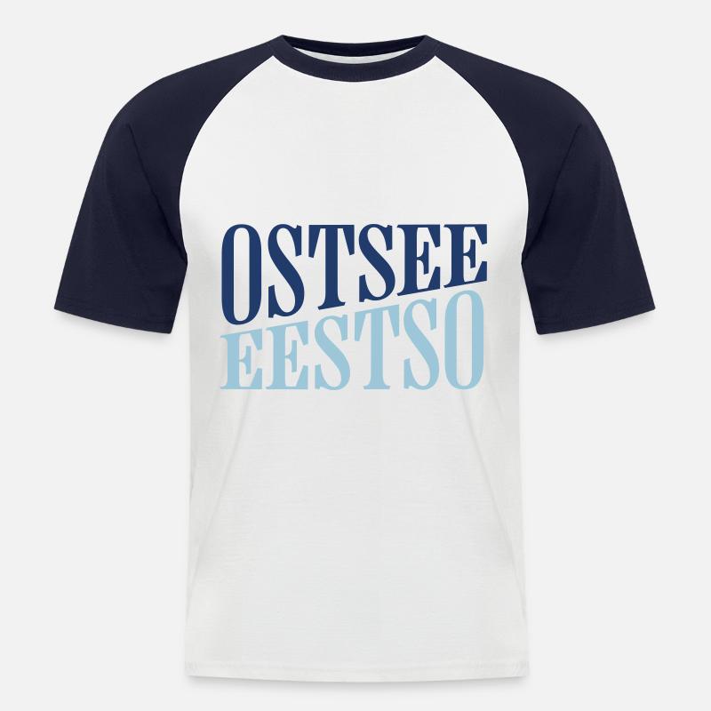 OSTSEE - Männer Baseball-T-Shirt - Weiß/Navy