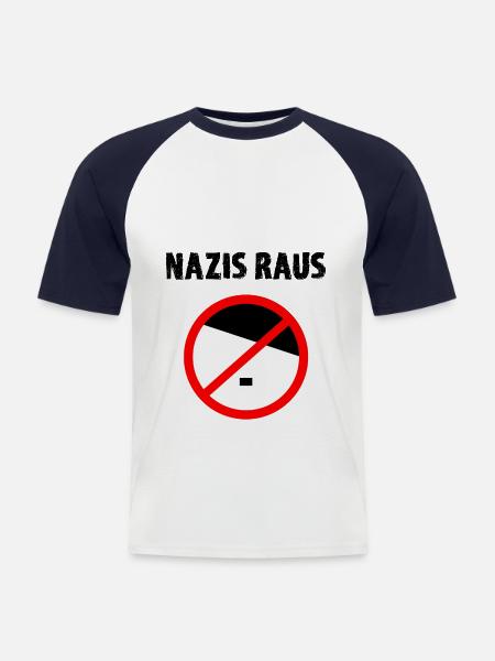 Anti Nazi Spruch - Männer Baseball-T-Shirt - Weiß/Navy