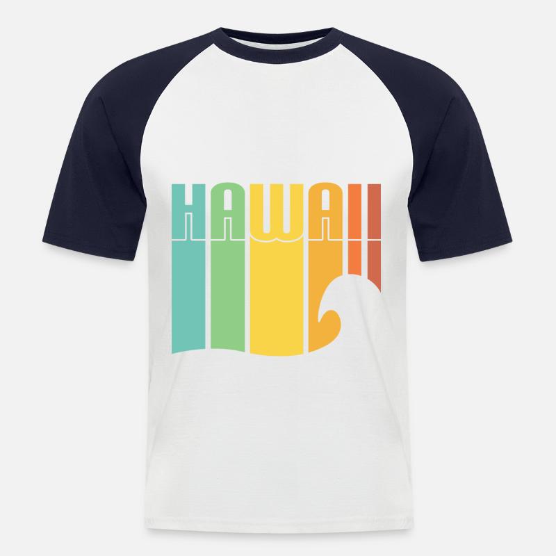 Hawaii Surf - Männer Baseball-T-Shirt - Weiß/Navy