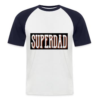 superdad papa beste - Mannen baseballshirt korte mouw - wit/navy - Voor - Nik (191cm)